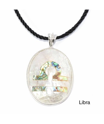 Libra Zodiac Pendant Necklace with River Shell, Abalone, and Sterling Silver à prix réduit toute l'année