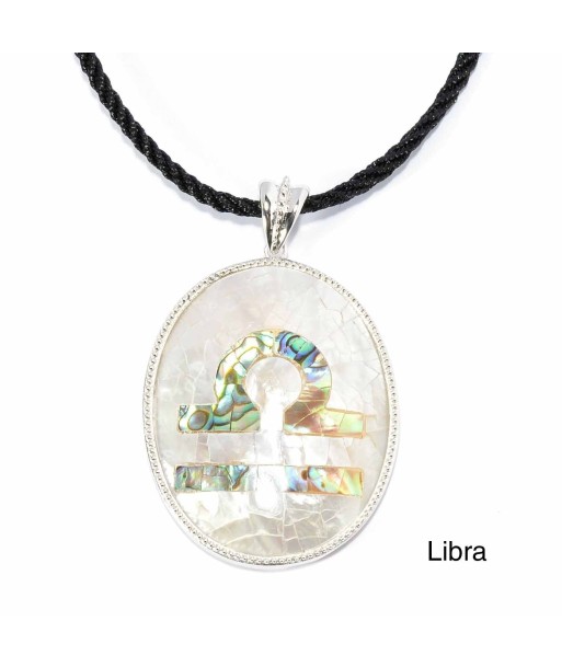 Libra Zodiac Pendant Necklace with River Shell, Abalone, and Sterling Silver à prix réduit toute l'année