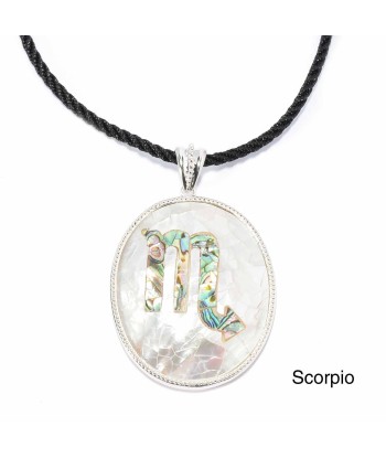 Scorpio Zodiac Pendant Necklace with River Shell, Abalone, and Sterling Silver prix