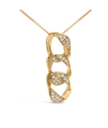 14K Yellow Gold Plated .925 Sterling Silver 1/6 Cttw Diamond Interlocking Triple Asymmetric Circle Hoop 18" Pendant Necklace (H-I Color, I1-I2 Clarity) Le MVP de beaucoup