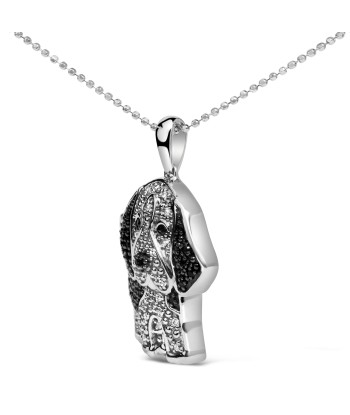 .925 Sterling Silver 1/4 Cttw White and Black Diamond Basset Hound Dog Pendant Necklace 18 inch (I-J Color, I2-I3 Clarity) les ctes