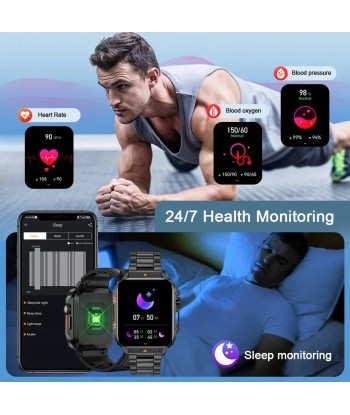 Smartwatch with 1.95 Inch Screen, Health Monitoring, IP68 Waterproof, Suitable for Men and Women Les magasins à Paris et en Île-de-France