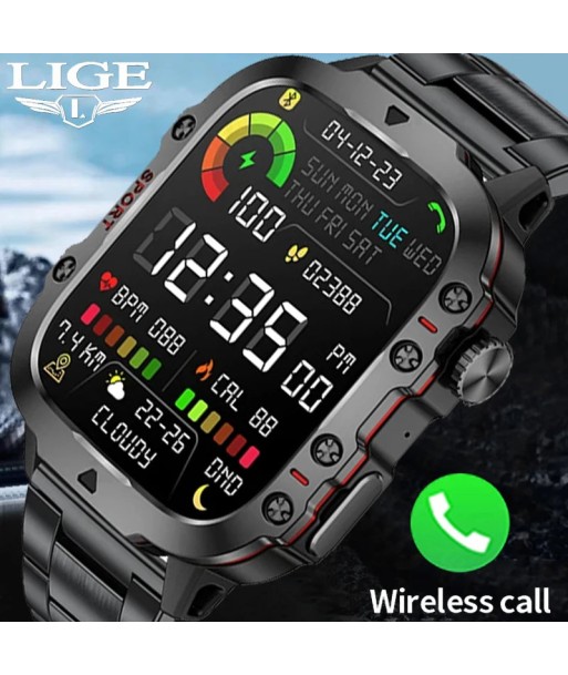 Rugged Military-Style Fitness Smart Watch for Android & IOS, Featuring 3ATM Waterproofing, Sport Functionality, and AI Voice Calling - Ideal for Outdoor Adventures meilleur choix