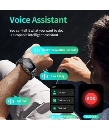 Rugged Military-Style Fitness Smart Watch for Android & IOS, Featuring 3ATM Waterproofing, Sport Functionality, and AI Voice Calling - Ideal for Outdoor Adventures meilleur choix