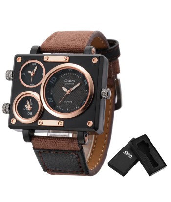 Luxury Designer Square-Face Watch with Three Time Zones for Men Venez découvrir notre 