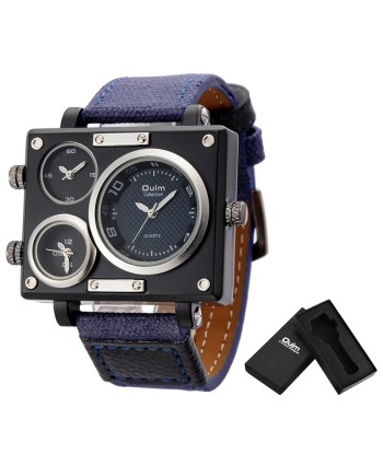 Luxury Designer Square-Face Watch with Three Time Zones for Men Venez découvrir notre 