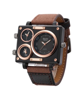 Luxury Designer Square-Face Watch with Three Time Zones for Men Venez découvrir notre 