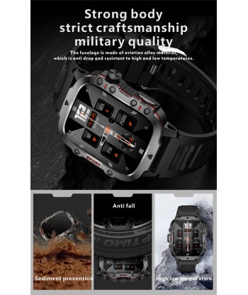 Rugged Military-Style Fitness Smart Watch for Android & IOS, Featuring 3ATM Waterproofing, Sport Functionality, and AI Voice Calling - Ideal for Outdoor Adventures meilleur choix