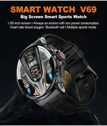 Smart Watch for Men with GPS Tracking, 1.85-Inch Display, Long Battery Life, & Health Monitoring Features Pour