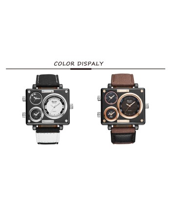 Luxury Designer Square-Face Watch with Three Time Zones for Men Venez découvrir notre 