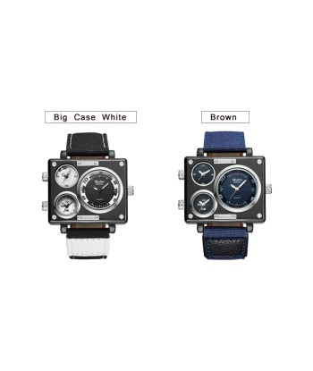 Luxury Designer Square-Face Watch with Three Time Zones for Men Venez découvrir notre 