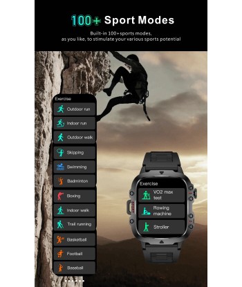 Rugged Military-Style Fitness Smart Watch for Android & IOS, Featuring 3ATM Waterproofing, Sport Functionality, and AI Voice Calling - Ideal for Outdoor Adventures meilleur choix