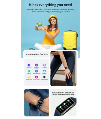 Smart Bracelet for Women & Men: Waterproof Heart Rate Blood Oxygen Monitoring Sport Smartwatch Watch 2023