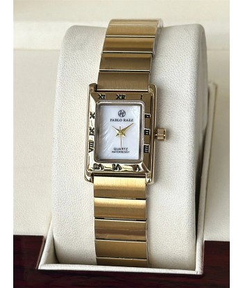 Luxury Square Steel Women's Wristwatch with Quartz Movement & Waterproof Design in Yellow Gold Tone de France