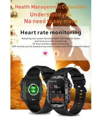 Rugged Military-Style Fitness Smart Watch for Android & IOS, Featuring 3ATM Waterproofing, Sport Functionality, and AI Voice Calling - Ideal for Outdoor Adventures meilleur choix