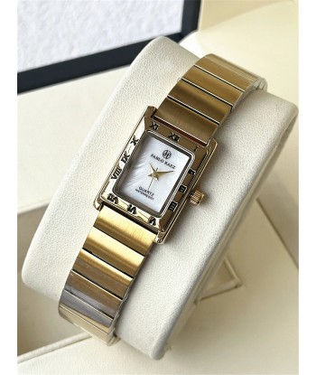 Luxury Square Steel Women's Wristwatch with Quartz Movement & Waterproof Design in Yellow Gold Tone de France