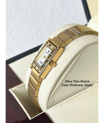 Luxury Square Steel Women's Wristwatch with Quartz Movement & Waterproof Design in Yellow Gold Tone de France