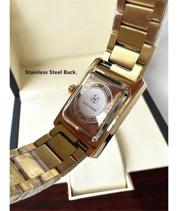 Luxury Square Steel Women's Wristwatch with Quartz Movement & Waterproof Design in Yellow Gold Tone de France