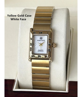 Luxury Square Steel Women's Wristwatch with Quartz Movement & Waterproof Design in Yellow Gold Tone de France