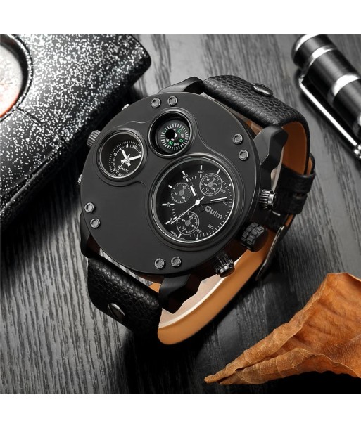 Luxury Sport Wrist Watch with Multiple Time Zones & Genuine Leather Band Venez découvrir notre 