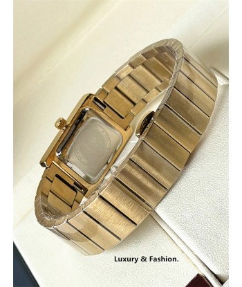 Luxury Square Steel Women's Wristwatch with Quartz Movement & Waterproof Design in Yellow Gold Tone de France