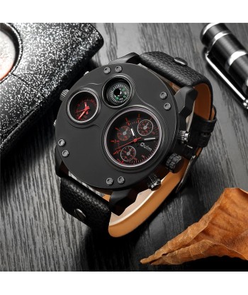 Luxury Sport Wrist Watch with Multiple Time Zones & Genuine Leather Band Venez découvrir notre 