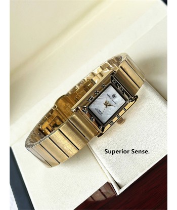 Luxury Square Steel Women's Wristwatch with Quartz Movement & Waterproof Design in Yellow Gold Tone de France