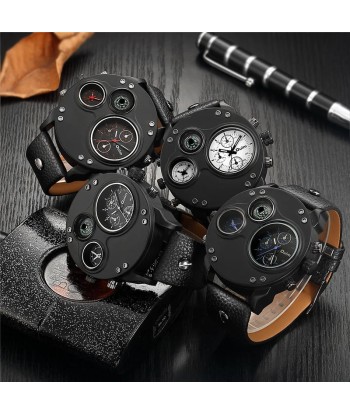 Luxury Sport Wrist Watch with Multiple Time Zones & Genuine Leather Band Venez découvrir notre 