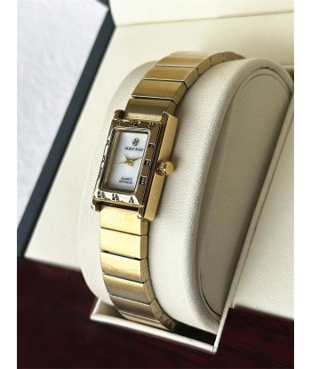 Luxury Square Steel Women's Wristwatch with Quartz Movement & Waterproof Design in Yellow Gold Tone de France