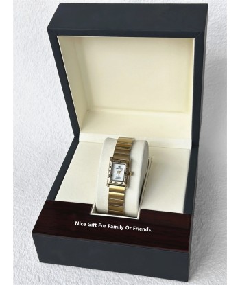 Luxury Square Steel Women's Wristwatch with Quartz Movement & Waterproof Design in Yellow Gold Tone de France