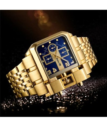 Stainless Steel Large Dial Luxury Men's Watch with Auto Date and Golden Clock. Comparez et commandez 