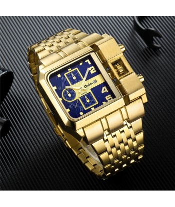 Stainless Steel Large Dial Luxury Men's Watch with Auto Date and Golden Clock. Comparez et commandez 