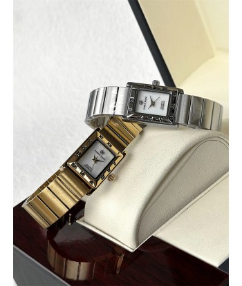 Luxury Square Steel Women's Wristwatch with Quartz Movement & Waterproof Design in Yellow Gold Tone de France