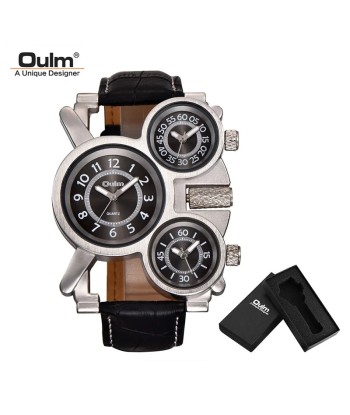 Luxury Fashion Brown Quartz Watch with Three Small Dials & Leather Strap for Men de France