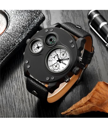 Luxury Sport Wrist Watch with Multiple Time Zones & Genuine Leather Band Venez découvrir notre 