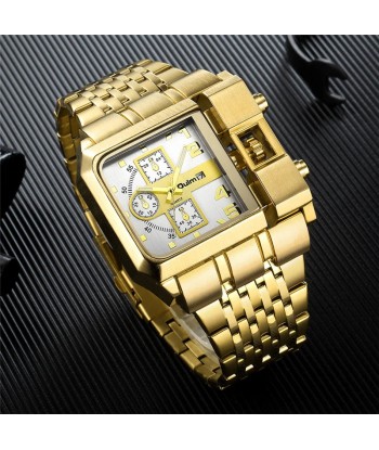 Stainless Steel Large Dial Luxury Men's Watch with Auto Date and Golden Clock. Comparez et commandez 