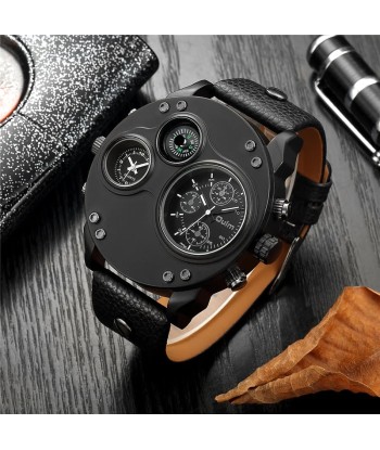 Luxury Sport Wrist Watch with Multiple Time Zones & Genuine Leather Band Venez découvrir notre 