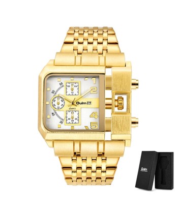 Stainless Steel Large Dial Luxury Men's Watch with Auto Date and Golden Clock. Comparez et commandez 