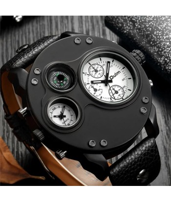 Luxury Sport Wrist Watch with Multiple Time Zones & Genuine Leather Band Venez découvrir notre 