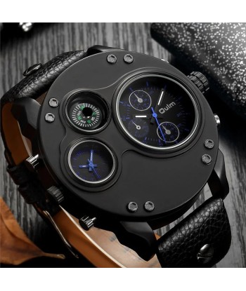 Luxury Sport Wrist Watch with Multiple Time Zones & Genuine Leather Band Venez découvrir notre 