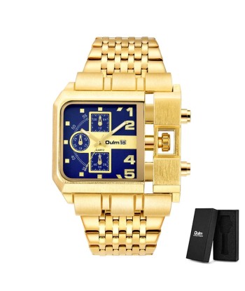 Stainless Steel Large Dial Luxury Men's Watch with Auto Date and Golden Clock. Comparez et commandez 