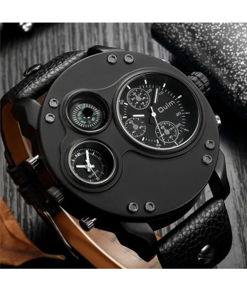 Luxury Sport Wrist Watch with Multiple Time Zones & Genuine Leather Band Venez découvrir notre 