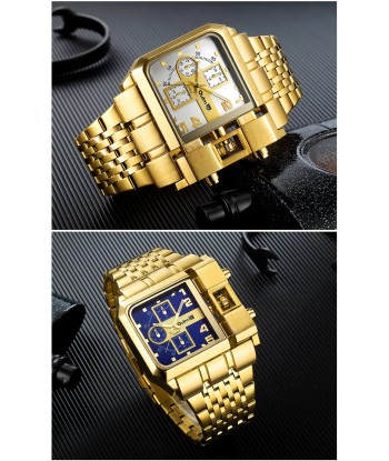 Stainless Steel Large Dial Luxury Men's Watch with Auto Date and Golden Clock. Comparez et commandez 