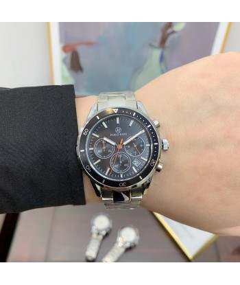 Luxury Black Steel Quartz Chronograph Watch for Men JUSQU'A -70%! 