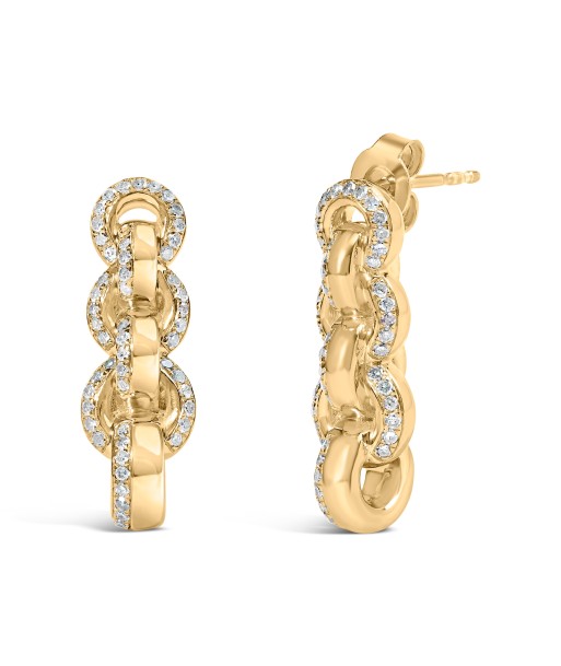 14K Yellow Gold Plated .925 Sterling Silver 3/4 Cttw Diamond Chain Link Drop Earrings (H-I Color, I1-I2 Clarity) plus qu'un jeu 