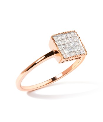 10K Rose Gold 1/3 Cttw Invisible Set Princess Cut Diamond Composite Square Shape Ring (H-I color, I1-I2 clarity) - Size 5 pas cher 