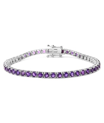 .925 Sterling Silver 7 3/8 Ctw Created Purple Amethyst Tennis Bracelet -7.25" Inches rembourrage situé sous