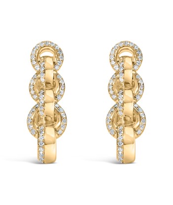 14K Yellow Gold Plated .925 Sterling Silver 3/4 Cttw Diamond Chain Link Drop Earrings (H-I Color, I1-I2 Clarity) plus qu'un jeu 