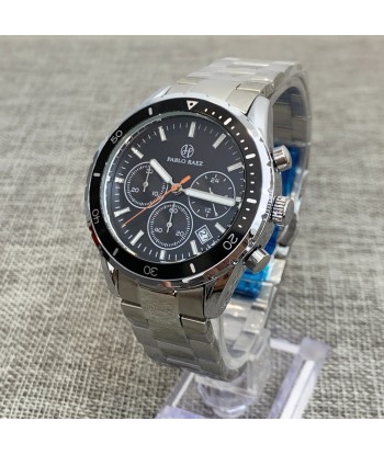 Luxury Black Steel Quartz Chronograph Watch for Men JUSQU'A -70%! 