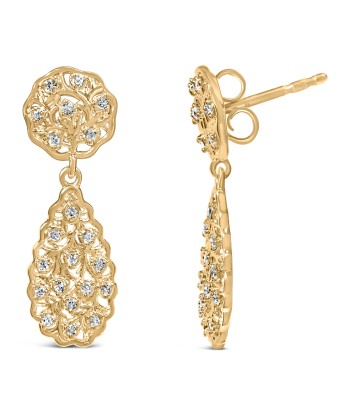 14K Yellow Gold Plated Sterling Silver 1/5 Cttw Diamond Teardrop Filigree Earrings (H-I Color, I1-I2 Clarity) du meilleur 